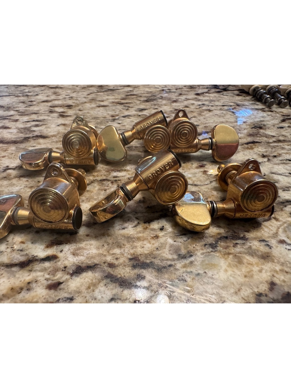 6 Vintage Grover Gold Tuners 3x3 Rotomatic Bullseye USA 60s 70's Gibson Les Paul